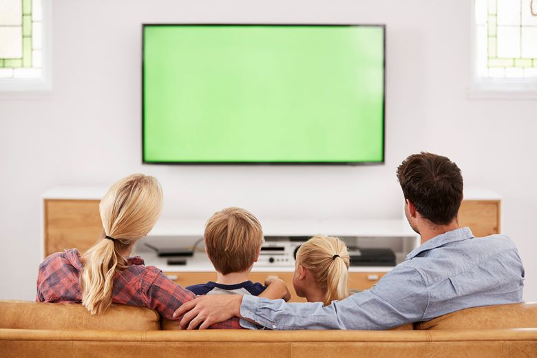 family watching tv